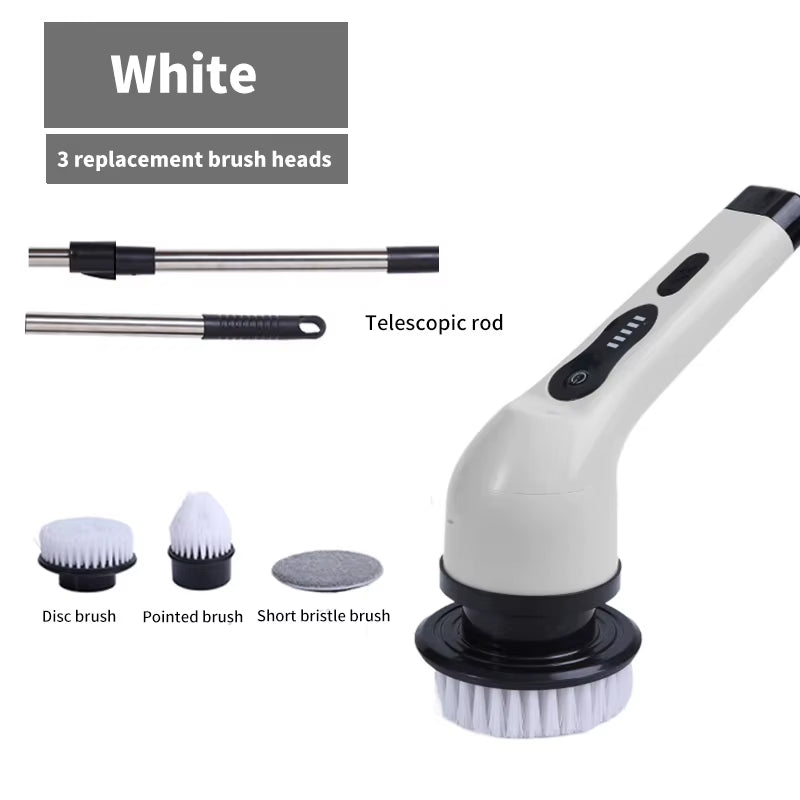 Multifunctional 9-in-1 Wireless Electric Cleaning Brush for Household Kitchen and Bathroom with USB Rechargeable Handheld Rotating Design
