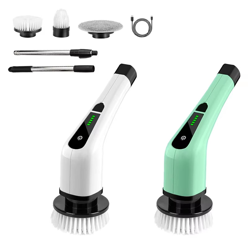 Multifunctional 9-in-1 Wireless Electric Cleaning Brush for Household Kitchen and Bathroom with USB Rechargeable Handheld Rotating Design