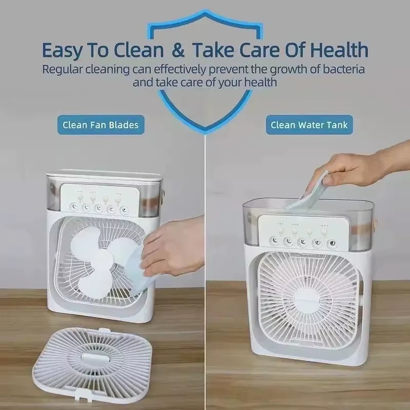 3-in-1 Portable Air Conditioner and Humidifier with LED Night Light for Home and Office Use