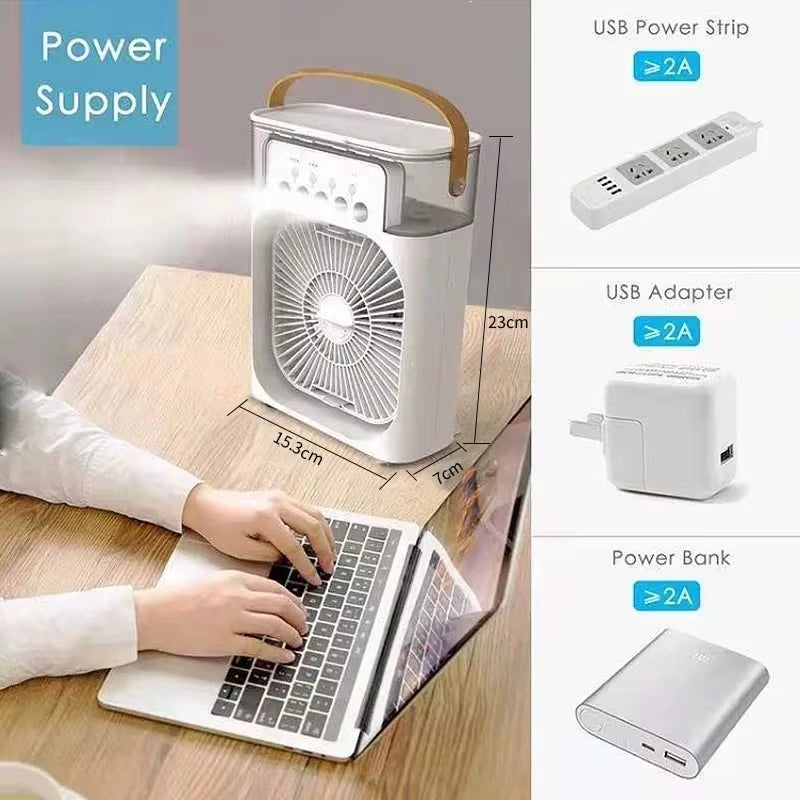 3-in-1 Portable Air Conditioner and Humidifier with LED Night Light for Home and Office Use
