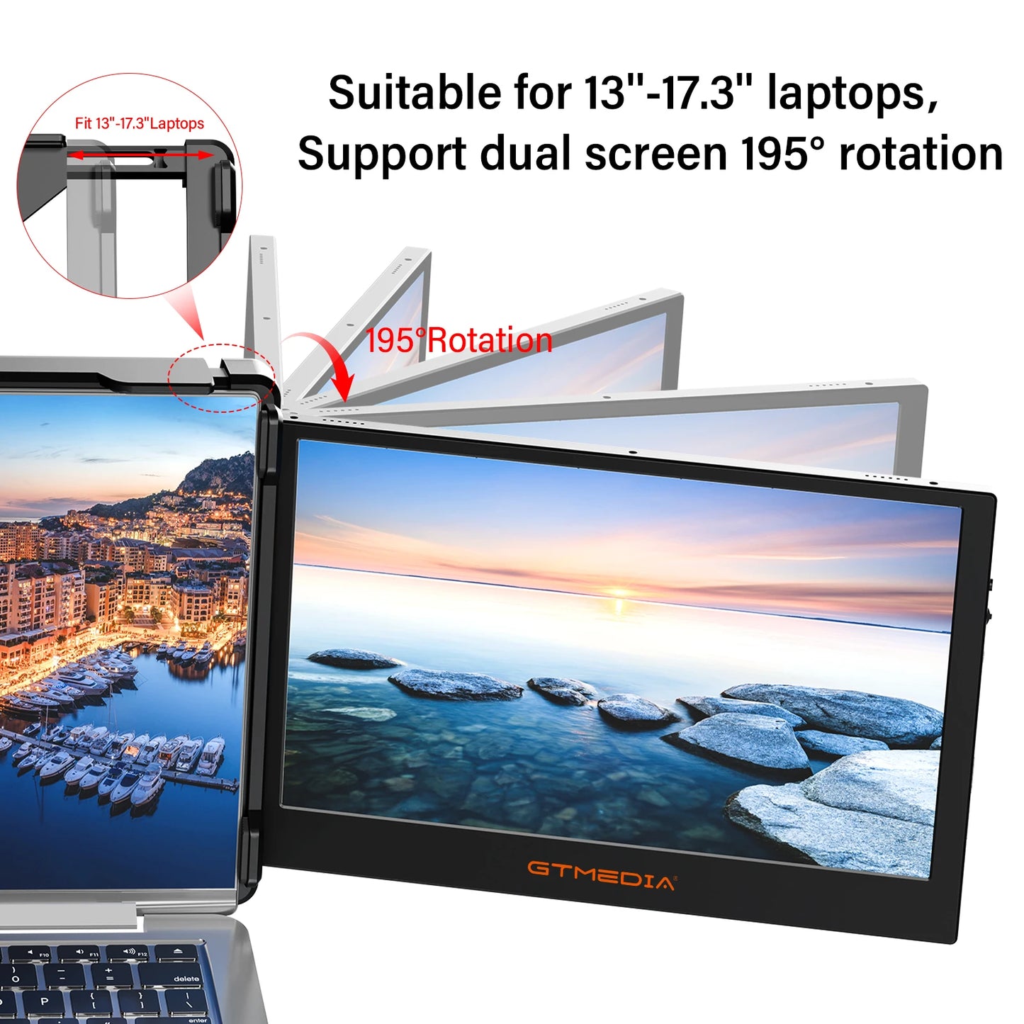 Portable Monitor 1920*1080 IPS FHD Triple Dual Extender Screen Full View Fold Display