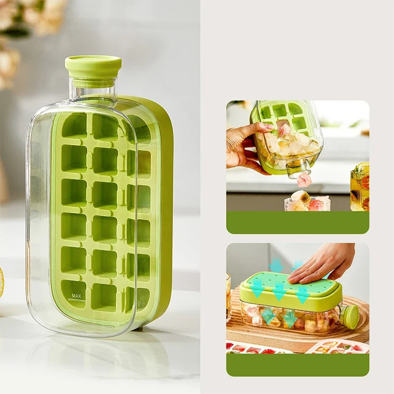 2-in-1 Ice Cube Tray Food-Grade with Straw and Silicone Mould for Outdoor Beverage Cups