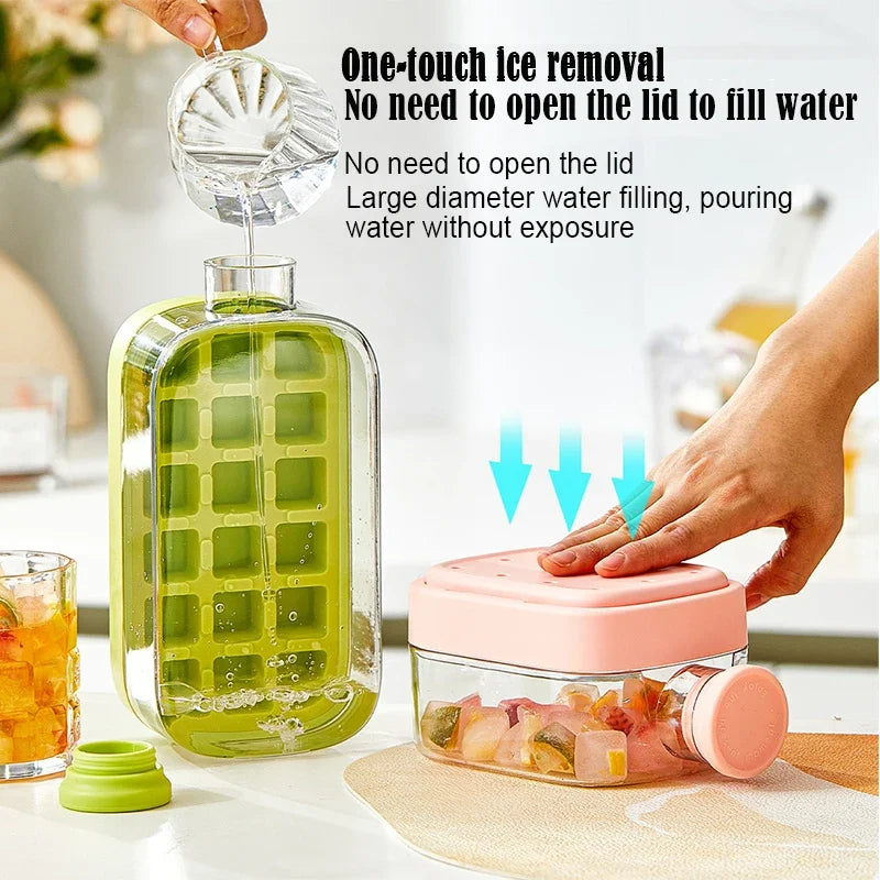 2-in-1 Ice Cube Tray Food-Grade with Straw and Silicone Mould for Outdoor Beverage Cups