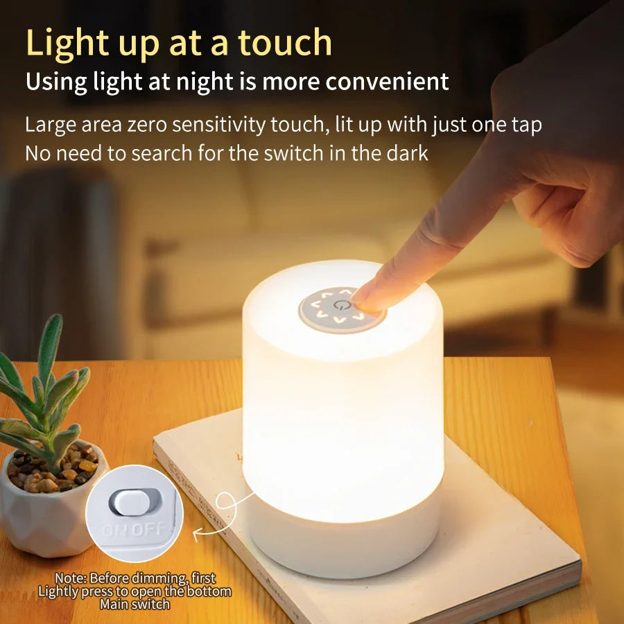 Dimmable LED Bedside Night Lamps with Touch Control and Charging Function for Bedroom Decor