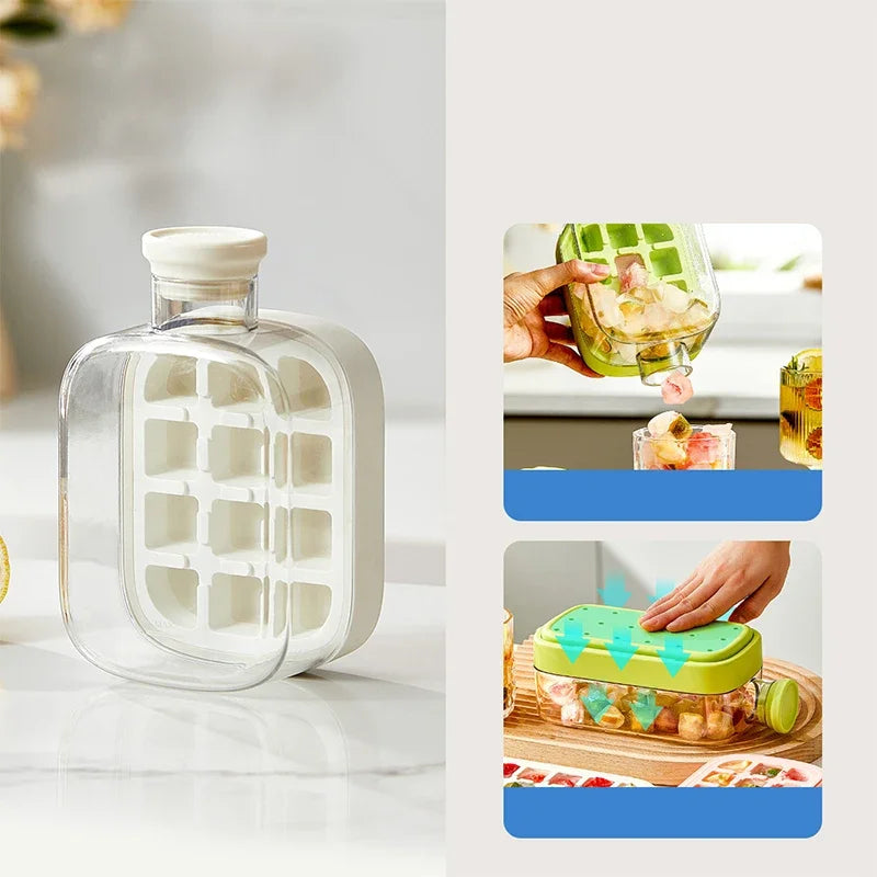 2-in-1 Ice Cube Tray Food-Grade with Straw and Silicone Mould for Outdoor Beverage Cups