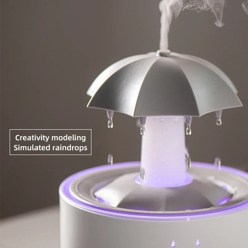 Creative Umbrella Water Drop Air Humidifier with Colorful Light and Aroma Essential Oil Diffuser