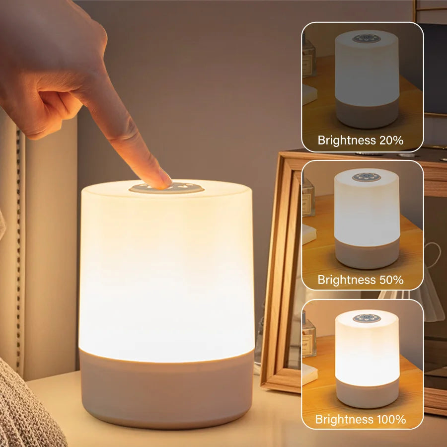 Dimmable LED Bedside Night Lamps with Touch Control and Charging Function for Bedroom Decor