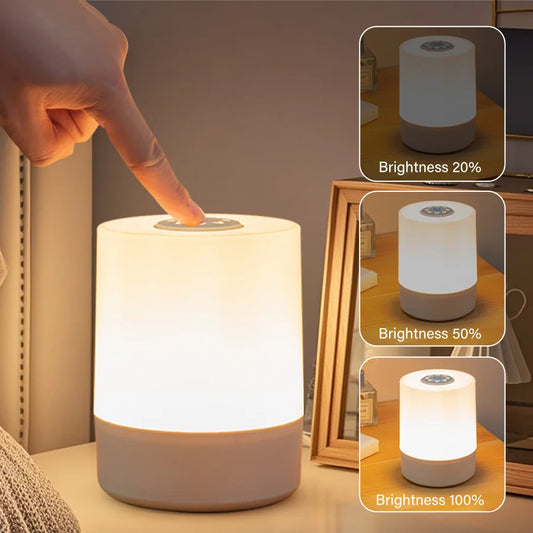 Dimmable LED Bedside Night Lamps with Touch Control and Charging Function for Bedroom Decor