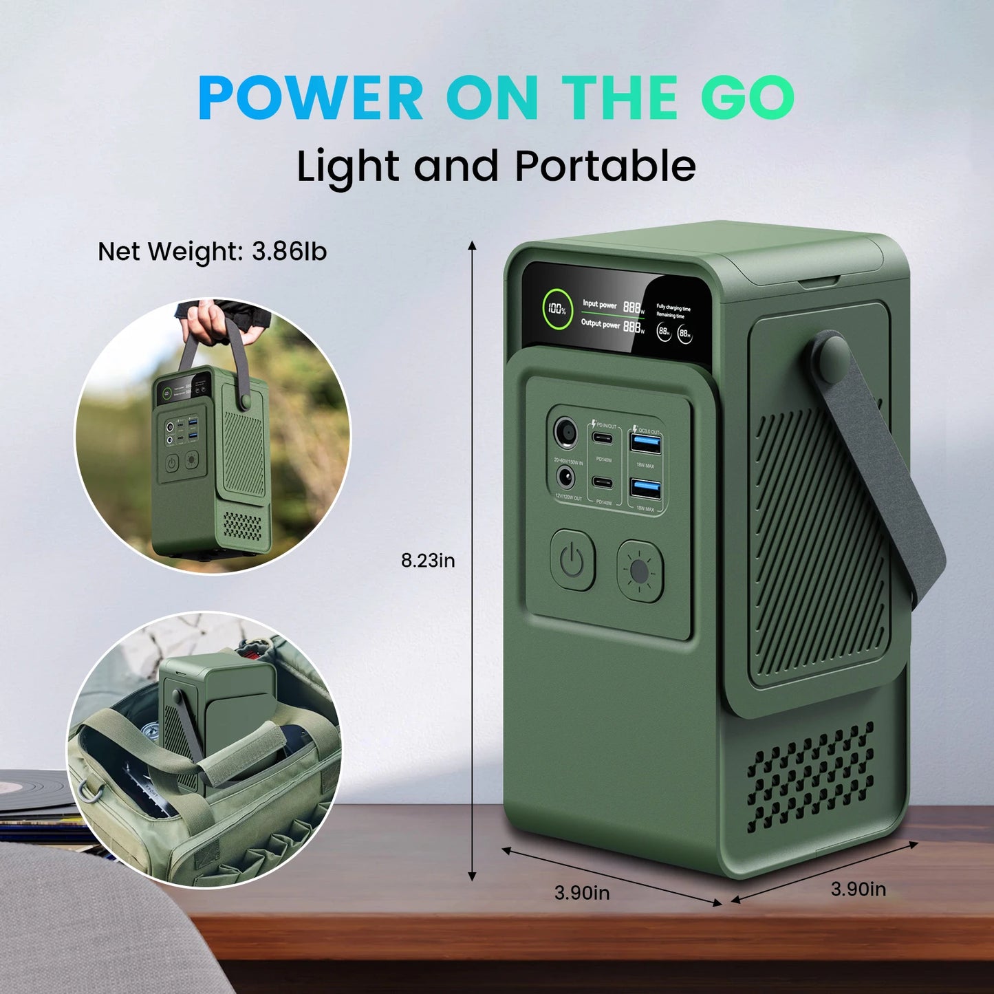 200W Portable Power Station with 60000mAh LiFePO4 Battery - 192Wh Solar Generator for Outdoor Camping