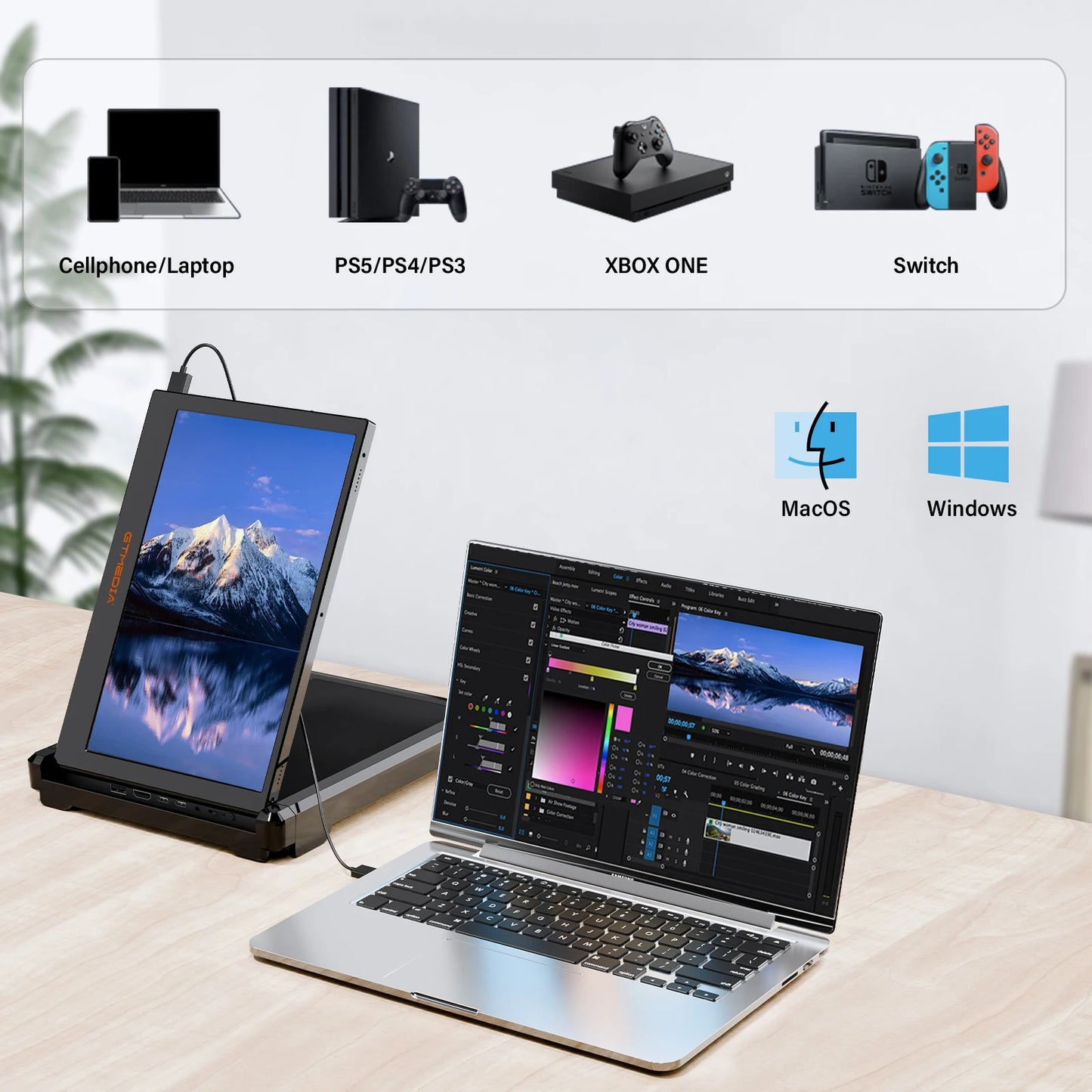 Portable Monitor 1920*1080 IPS FHD Triple Dual Extender Screen Full View Fold Display