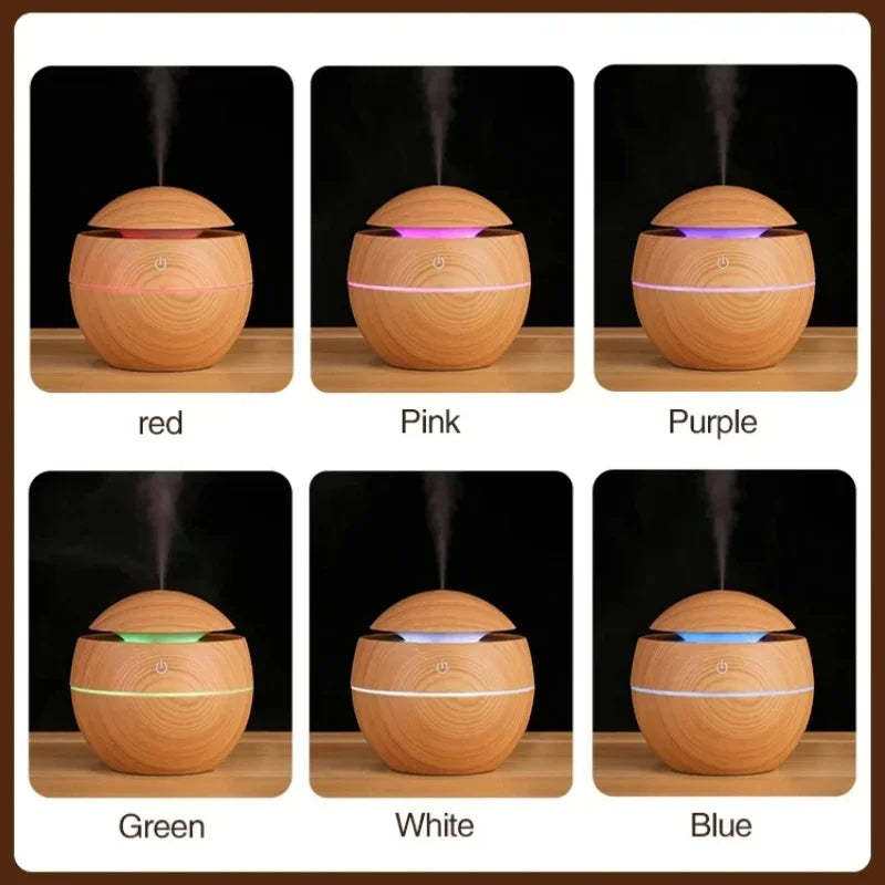 Air Humidifier Mini Home Wood Grain Mushroom Humidifier USB Ultrasonic Cold Mist Sprayer Aroma Diffuser Purifier Colorful