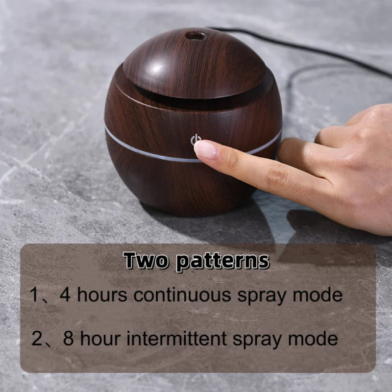 Air Humidifier Mini Home Wood Grain Mushroom Humidifier USB Ultrasonic Cold Mist Sprayer Aroma Diffuser Purifier Colorful