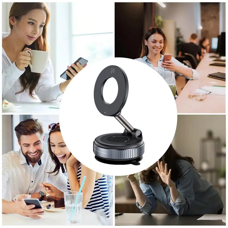 Strong Magnetic Phone Finger Ring Holder Car Mount Electric Vacuum Magnetic Holder Foldable Strong Suction Stand for Phone