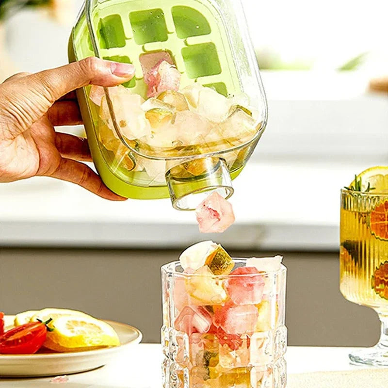 2-in-1 Ice Cube Tray Food-Grade with Straw and Silicone Mould for Outdoor Beverage Cups