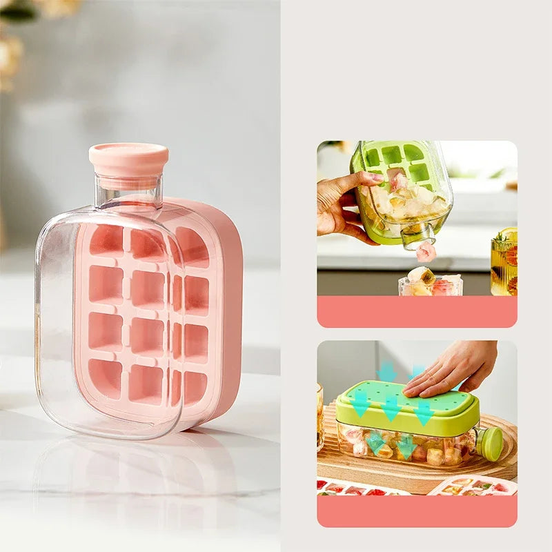 2-in-1 Ice Cube Tray Food-Grade with Straw and Silicone Mould for Outdoor Beverage Cups