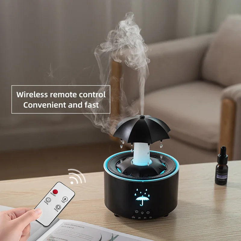 Creative Umbrella Water Drop Air Humidifier with Colorful Light and Aroma Essential Oil Diffuser