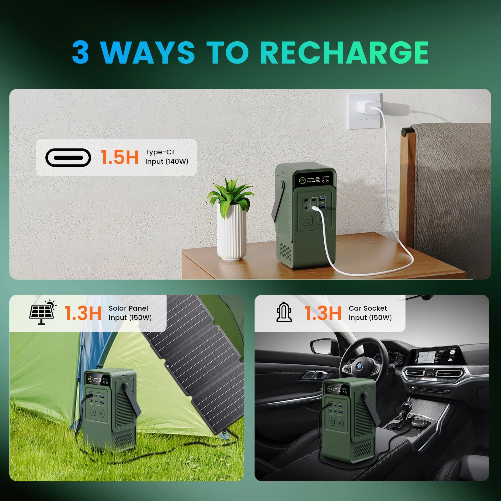 200W Portable Power Station with 60000mAh LiFePO4 Battery - 192Wh Solar Generator for Outdoor Camping
