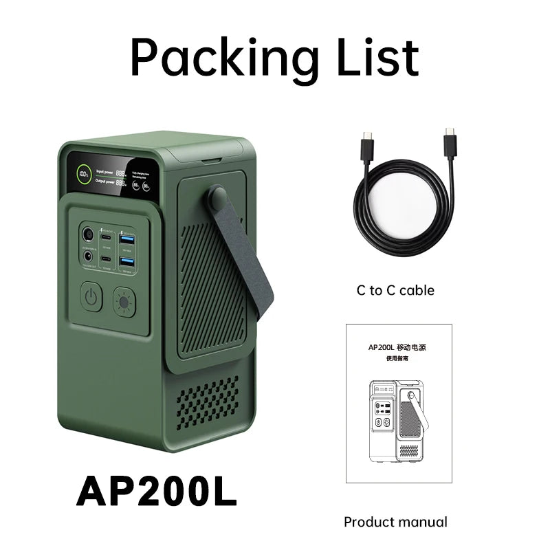 200W Portable Power Station with 60000mAh LiFePO4 Battery - 192Wh Solar Generator for Outdoor Camping