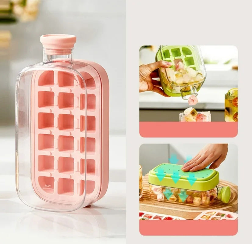 2-in-1 Ice Cube Tray Food-Grade with Straw and Silicone Mould for Outdoor Beverage Cups