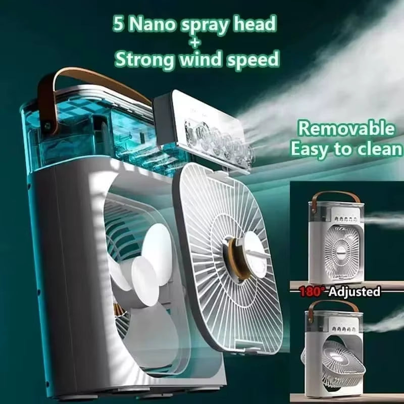 3-in-1 Portable Air Conditioner and Humidifier with LED Night Light for Home and Office Use