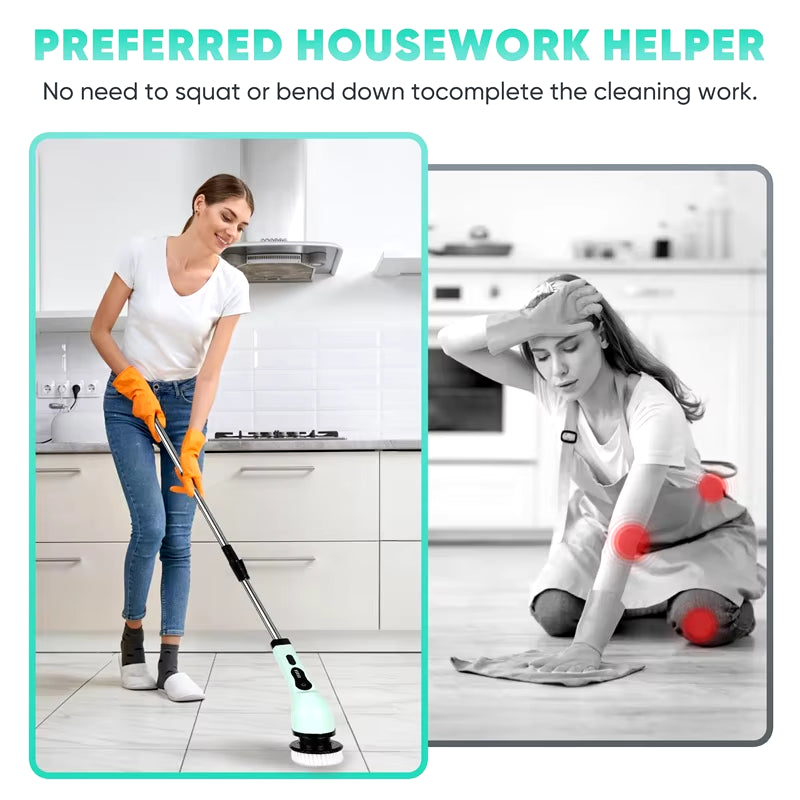 Multifunctional 9-in-1 Wireless Electric Cleaning Brush for Household Kitchen and Bathroom with USB Rechargeable Handheld Rotating Design