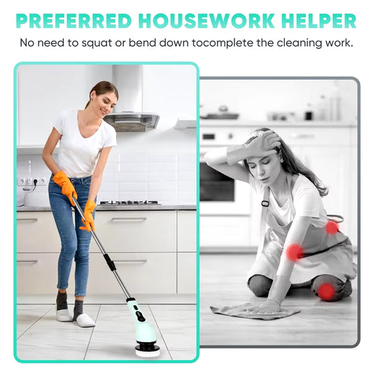 Multifunctional 9-in-1 Wireless Electric Cleaning Brush for Household Kitchen and Bathroom with USB Rechargeable Handheld Rotating Design