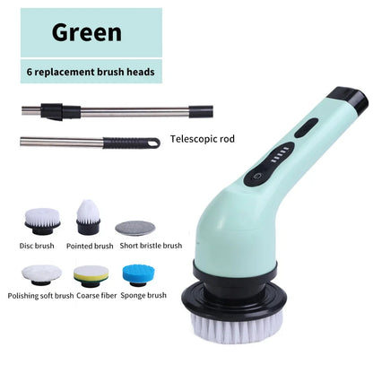 Multifunctional 9-in-1 Wireless Electric Cleaning Brush for Household Kitchen and Bathroom with USB Rechargeable Handheld Rotating Design