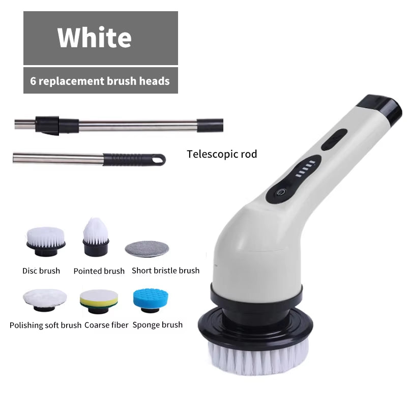 Multifunctional 9-in-1 Wireless Electric Cleaning Brush for Household Kitchen and Bathroom with USB Rechargeable Handheld Rotating Design