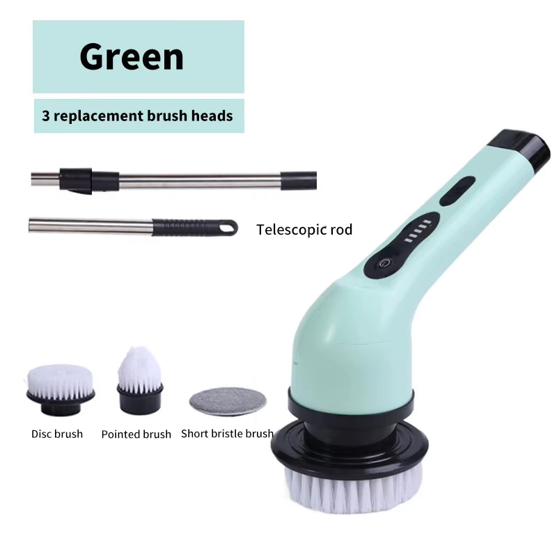 Multifunctional 9-in-1 Wireless Electric Cleaning Brush for Household Kitchen and Bathroom with USB Rechargeable Handheld Rotating Design