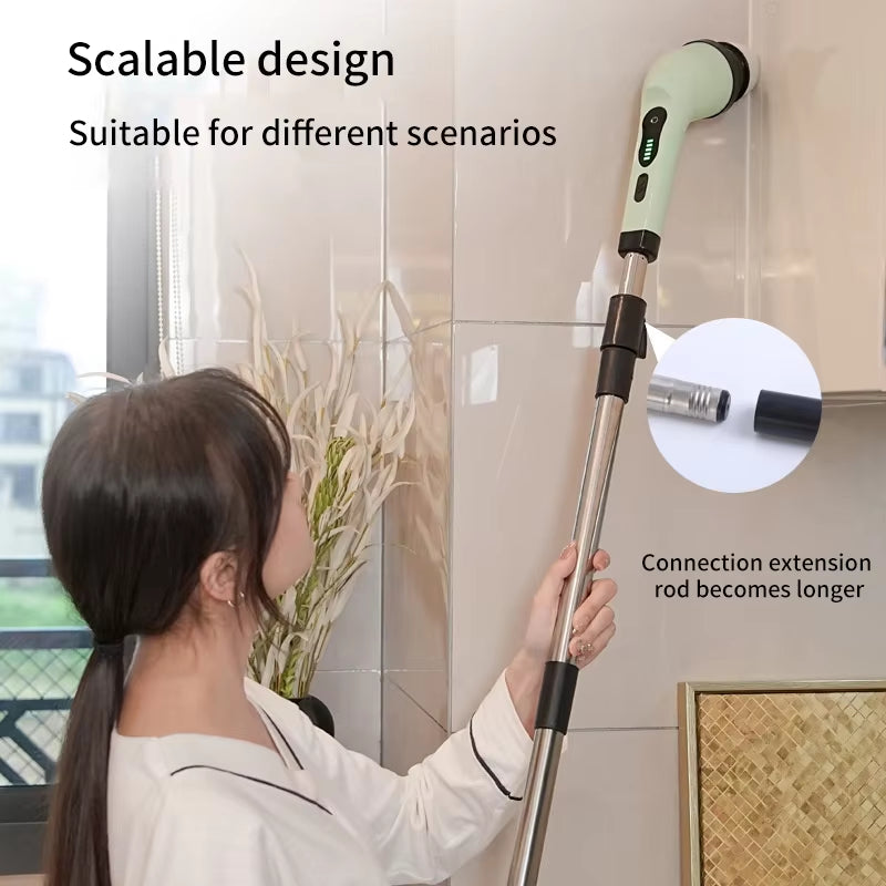 Multifunctional 9-in-1 Wireless Electric Cleaning Brush for Household Kitchen and Bathroom with USB Rechargeable Handheld Rotating Design