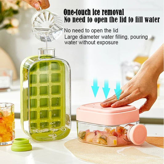 2-in-1 Ice Cube Tray Food-Grade with Straw and Silicone Mould for Outdoor Beverage Cups