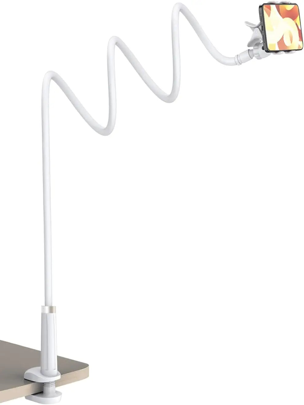 Flexible 35.4-Inch Gooseneck Cell Phone Holder with Clip Attachment
