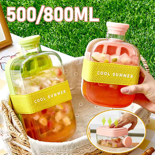 2-in-1 Ice Cube Tray Food-Grade with Straw and Silicone Mould for Outdoor Beverage Cups