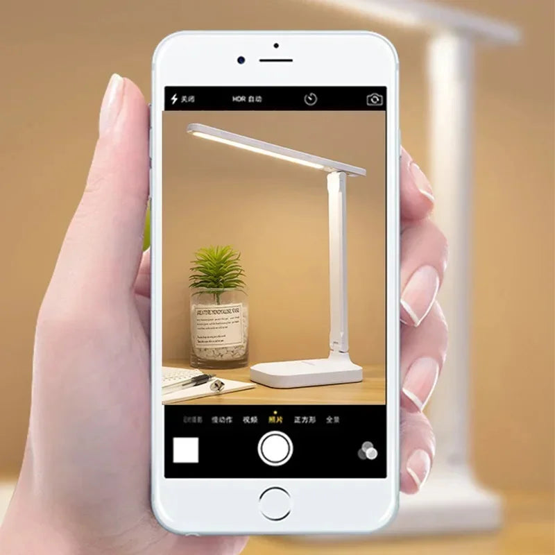 Folding Table Lamp Eye Protection Touch Dimmable LED Desk Lamp Bedroom Bedside Study Student Reading USB Plug-In Night Light
