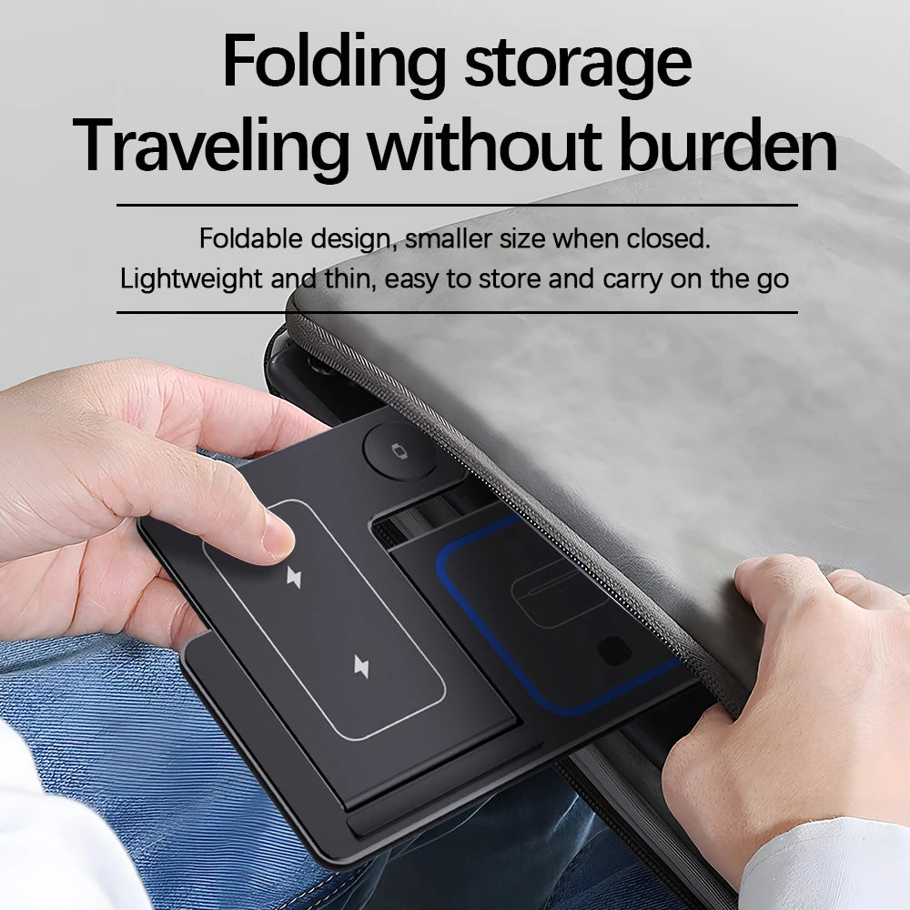 30W Fast Wireless Charging Stand - 3-in-1 Foldable Station for iPhone 15/14/13/12/11, Apple Watch Series 9/8/7/6/5, and AirPods Pro