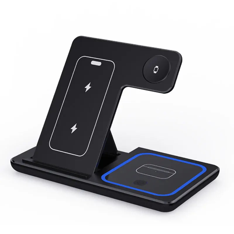 30W Fast Wireless Charging Stand - 3-in-1 Foldable Station for iPhone 15/14/13/12/11, Apple Watch Series 9/8/7/6/5, and AirPods Pro