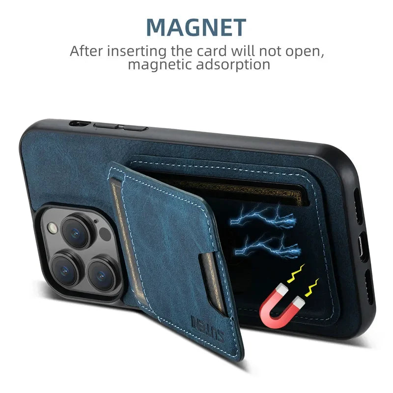 EUCAGR Premium Leather Wallet Phone Case for iPhone 16, 15, 14, 13, 12, Pro, Pro Max, Plus, with Magnetic Closure and Card Holder