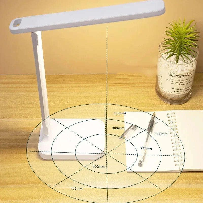 Folding Table Lamp Eye Protection Touch Dimmable LED Desk Lamp Bedroom Bedside Study Student Reading USB Plug-In Night Light
