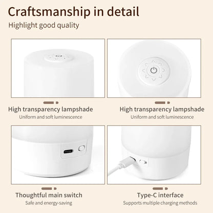 Dimmable LED Bedside Night Lamps with Touch Control and Charging Function for Bedroom Decor