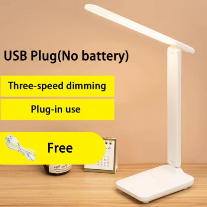 Folding Table Lamp Eye Protection Touch Dimmable LED Desk Lamp Bedroom Bedside Study Student Reading USB Plug-In Night Light