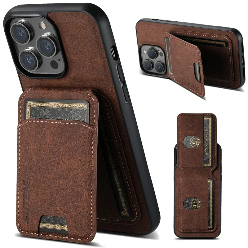 EUCAGR Premium Leather Wallet Phone Case for iPhone 16, 15, 14, 13, 12, Pro, Pro Max, Plus, with Magnetic Closure and Card Holder