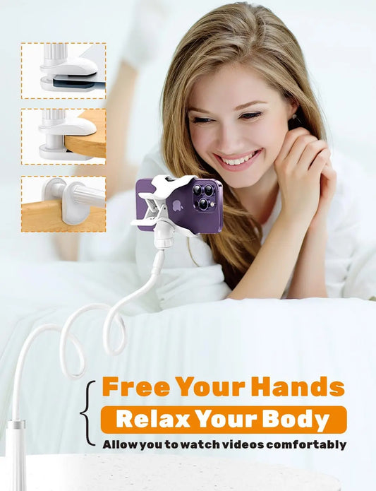 Flexible 35.4-Inch Gooseneck Cell Phone Holder with Clip Attachment