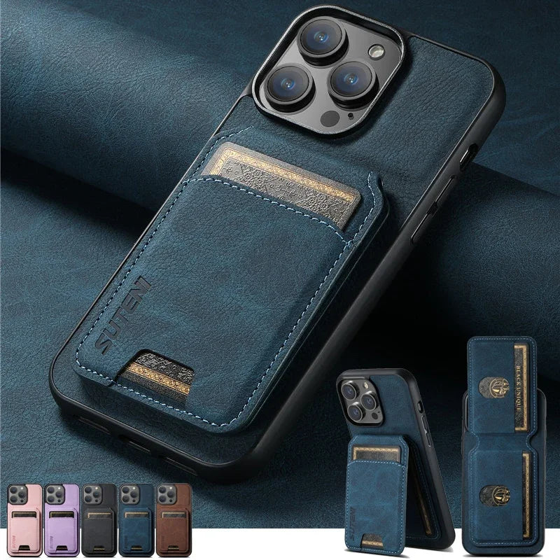 EUCAGR Premium Leather Wallet Phone Case for iPhone 16, 15, 14, 13, 12, Pro, Pro Max, Plus, with Magnetic Closure and Card Holder