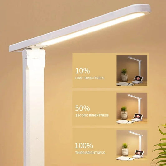 Folding Table Lamp Eye Protection Touch Dimmable LED Desk Lamp Bedroom Bedside Study Student Reading USB Plug-In Night Light