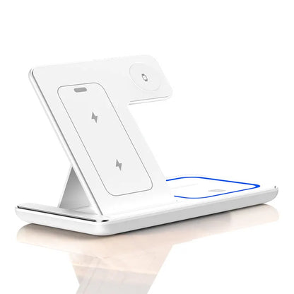 30W Fast Wireless Charging Stand - 3-in-1 Foldable Station for iPhone 15/14/13/12/11, Apple Watch Series 9/8/7/6/5, and AirPods Pro