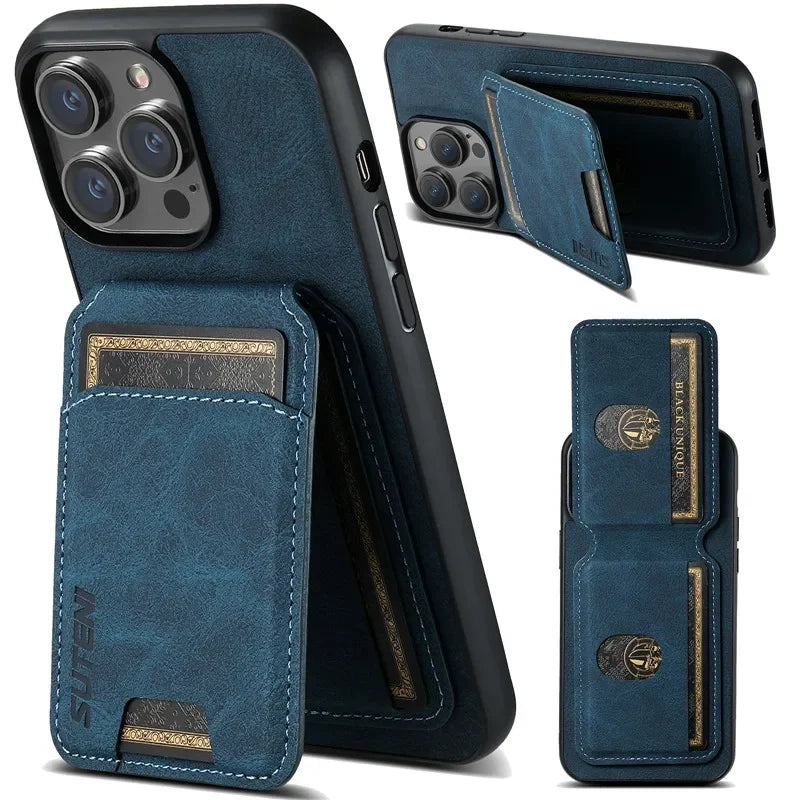 EUCAGR Premium Leather Wallet Phone Case for iPhone 16, 15, 14, 13, 12, Pro, Pro Max, Plus, with Magnetic Closure and Card Holder