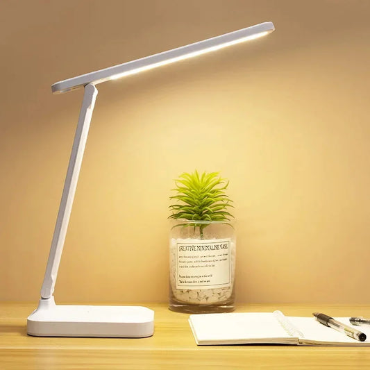 Folding Table Lamp Eye Protection Touch Dimmable LED Desk Lamp Bedroom Bedside Study Student Reading USB Plug-In Night Light