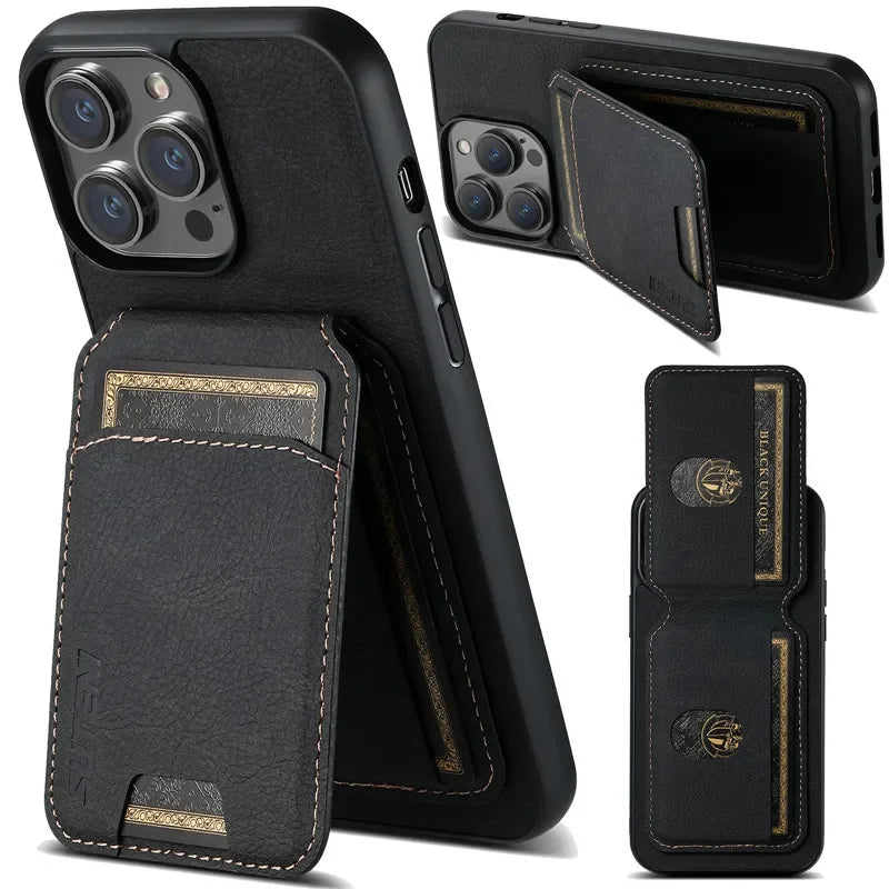 EUCAGR Premium Leather Wallet Phone Case for iPhone 16, 15, 14, 13, 12, Pro, Pro Max, Plus, with Magnetic Closure and Card Holder