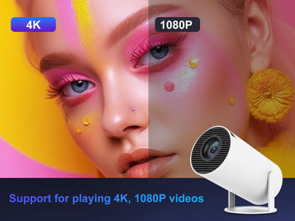 HY300 Pro Projector - 200 ANSI Lumens, Native 720P, Wireless Screen Mirroring, Dual Band Wi-Fi, Hi-Chip A3100 for Home Theater